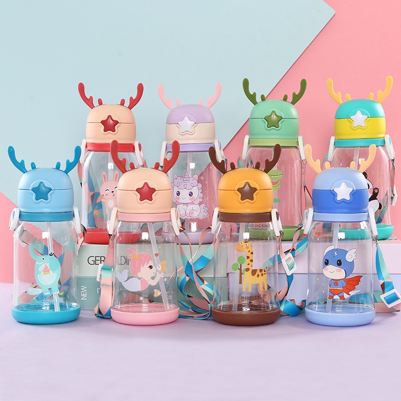 Botol Air Minum Anak Sedotan Motif Animal Sea Country 480ml B818 BPA FREE