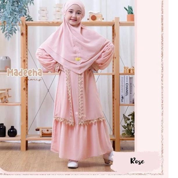 BISA COD ✔️GAMIS ANAK USIA 7-8-9-10-11-12 TAHUN MADEENA KIDS SYAR'I BAHAN CERUTY BABYDOLL FULL FURRI