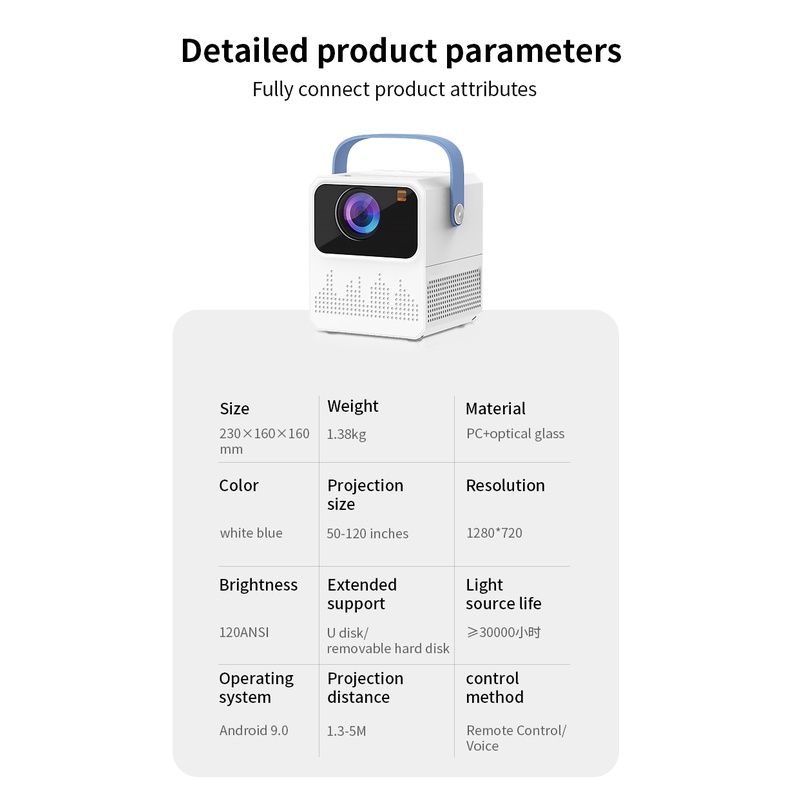 Proyektor T2mini 2GB Ram 16GB Rom Android 9.0 Projector 4K 1080P 6000 lumens 5G WiFi Build in Speaker Android Proyektor