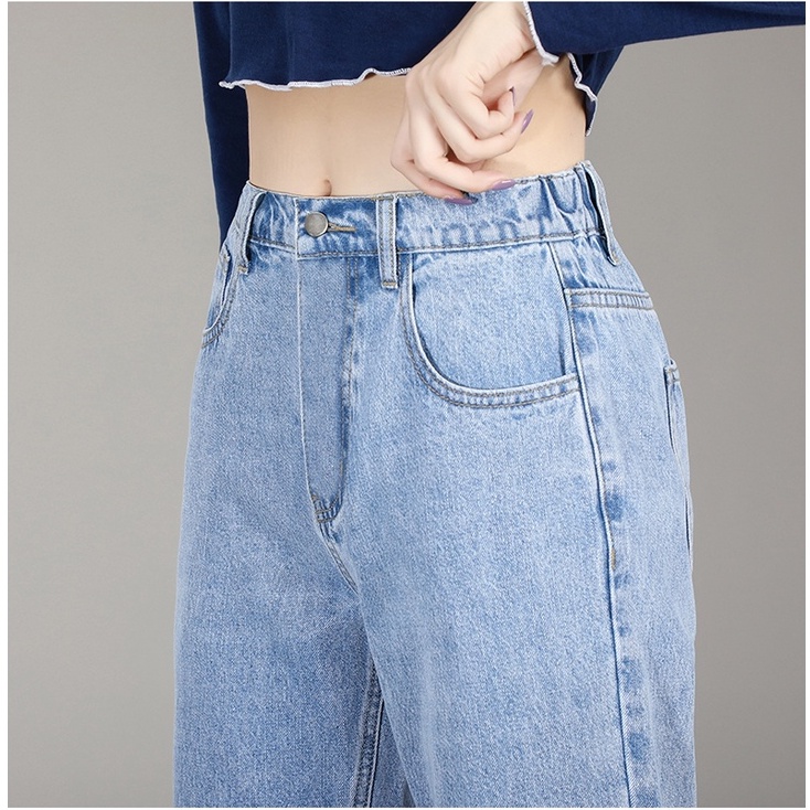 Pinggang Karet Highwaist Loose Celana Jeans Wantia Impor