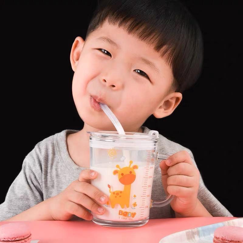 ACCFASHIONMURAH Gelas Minum Anak Motif Karakter Animal Lucu Gratis Sedotan 400ml