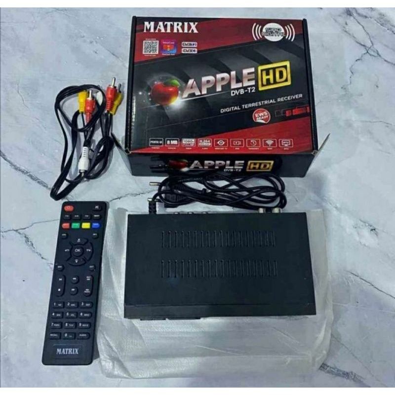 DVB T2 STB Matrix Apple Merah HD Set Top Box Youtube TV Digital SETOPBOX DIGITAL RECEIVER