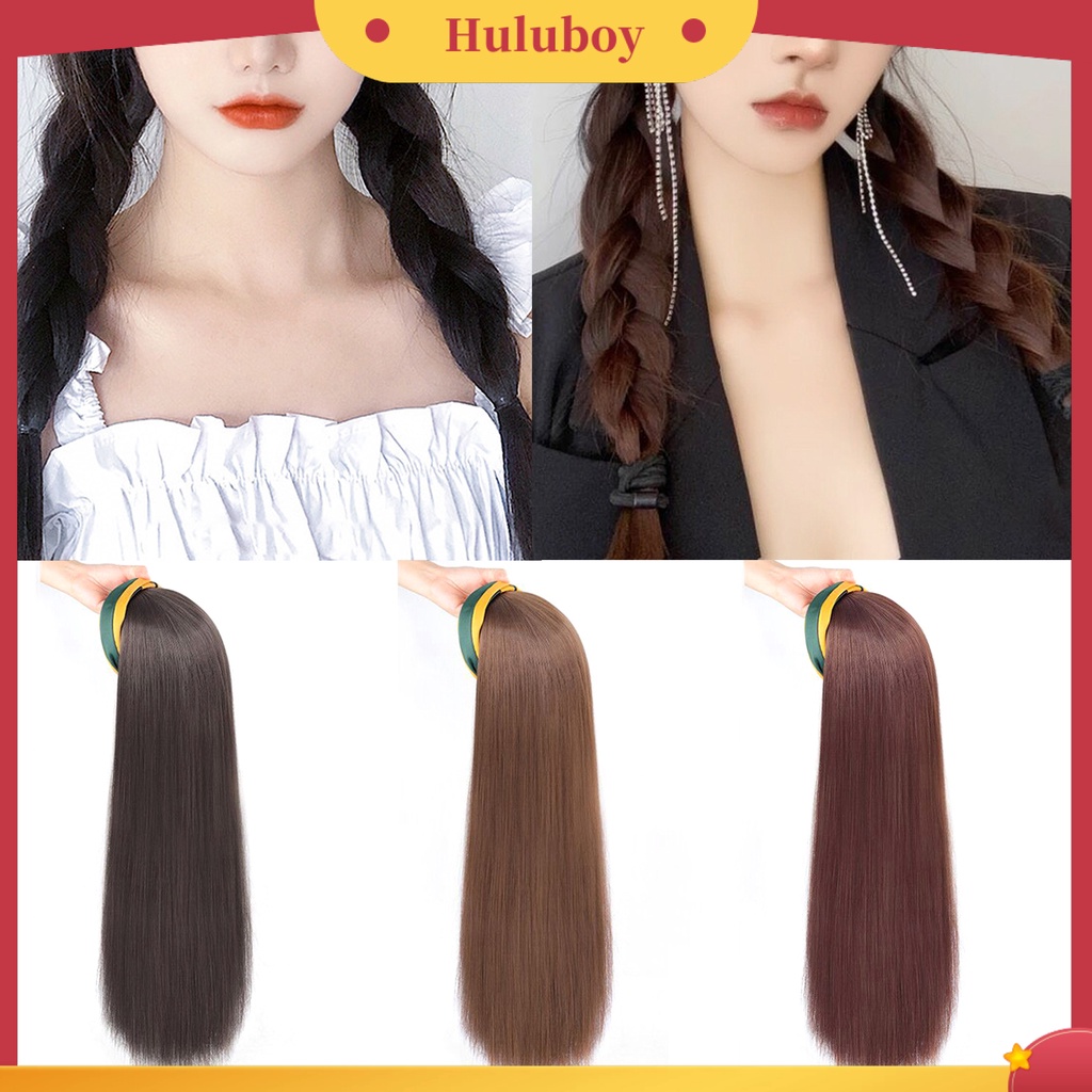 Wig Rambut Palsu Wanita Model Panjang Lurus Warna Hitam