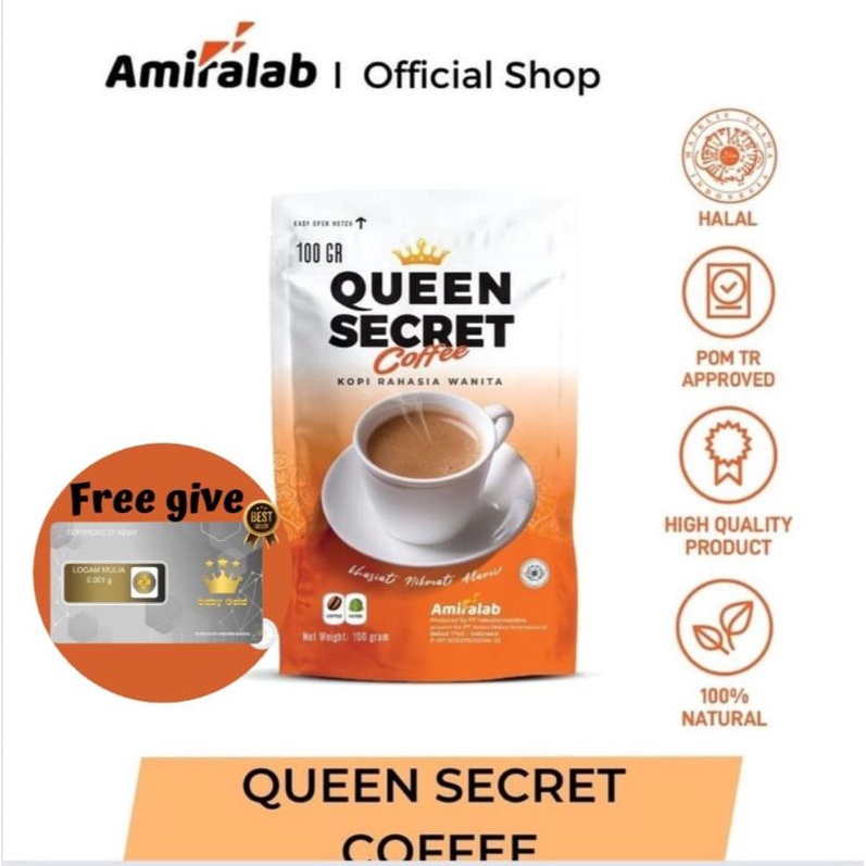

Queen secret coffee 100 gram minuman kopi herbal melancarkan haid by amiralab original