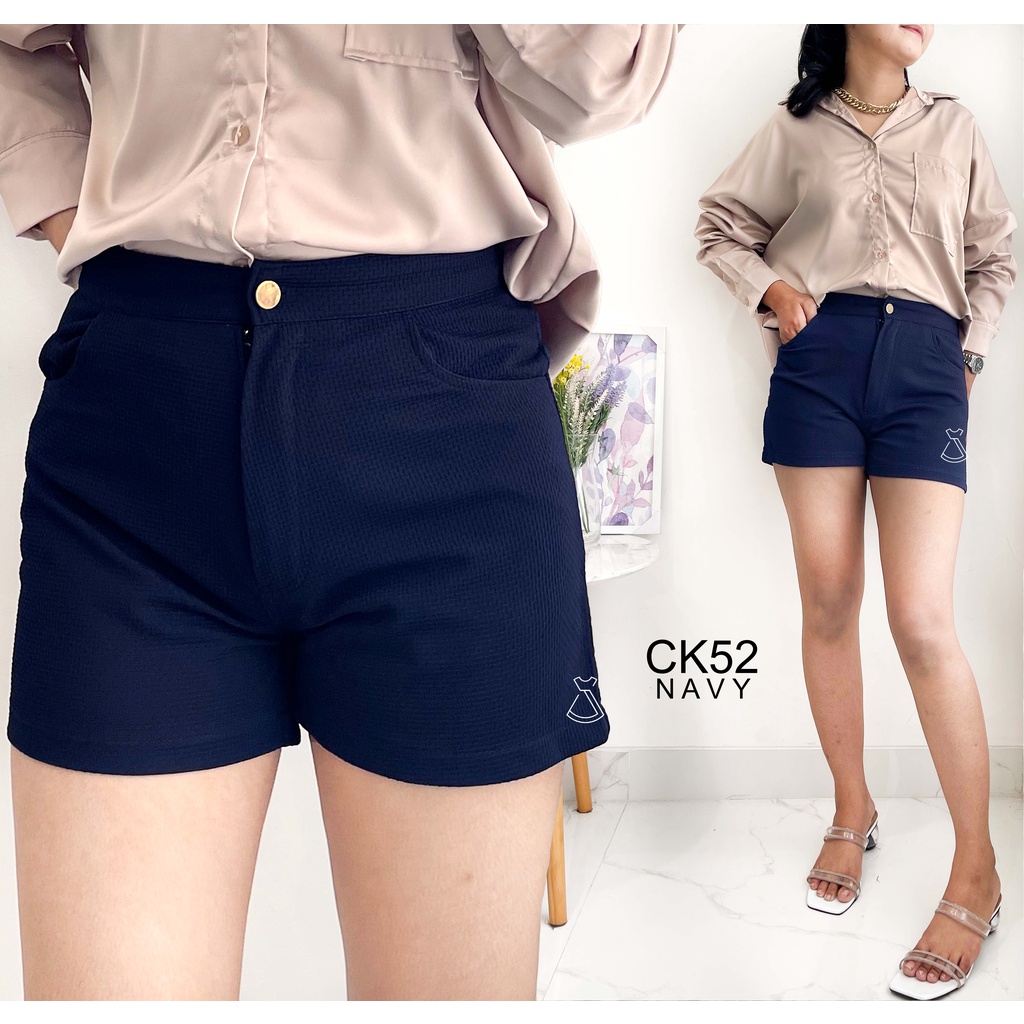 CK52 - CELANA PENDEK SHORT WAFFLE CREPE WANITA CELANA IMPORT MURAH