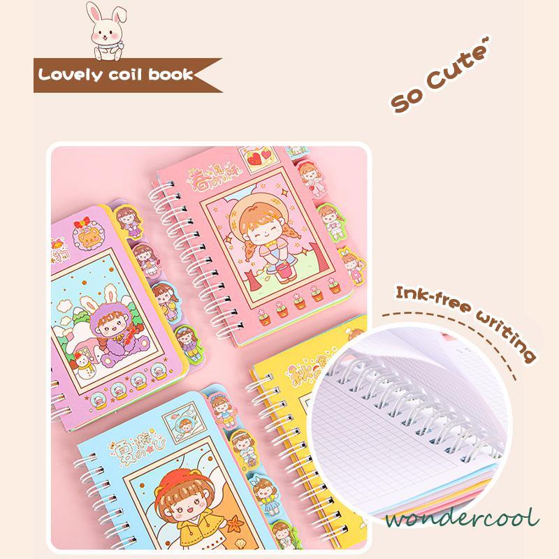Buku Catatan Lucu Siswa Scrapbook Coil  Buku Portabel  Dengan Stiker Di Dalamnya-Won