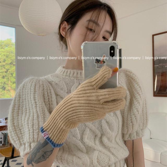 Suhao setelan dua potong desain musim dingin feminin terlihat tipis engah lengan twist lengan pendek sweater + disikat berleher tinggi bottoming t-shirt