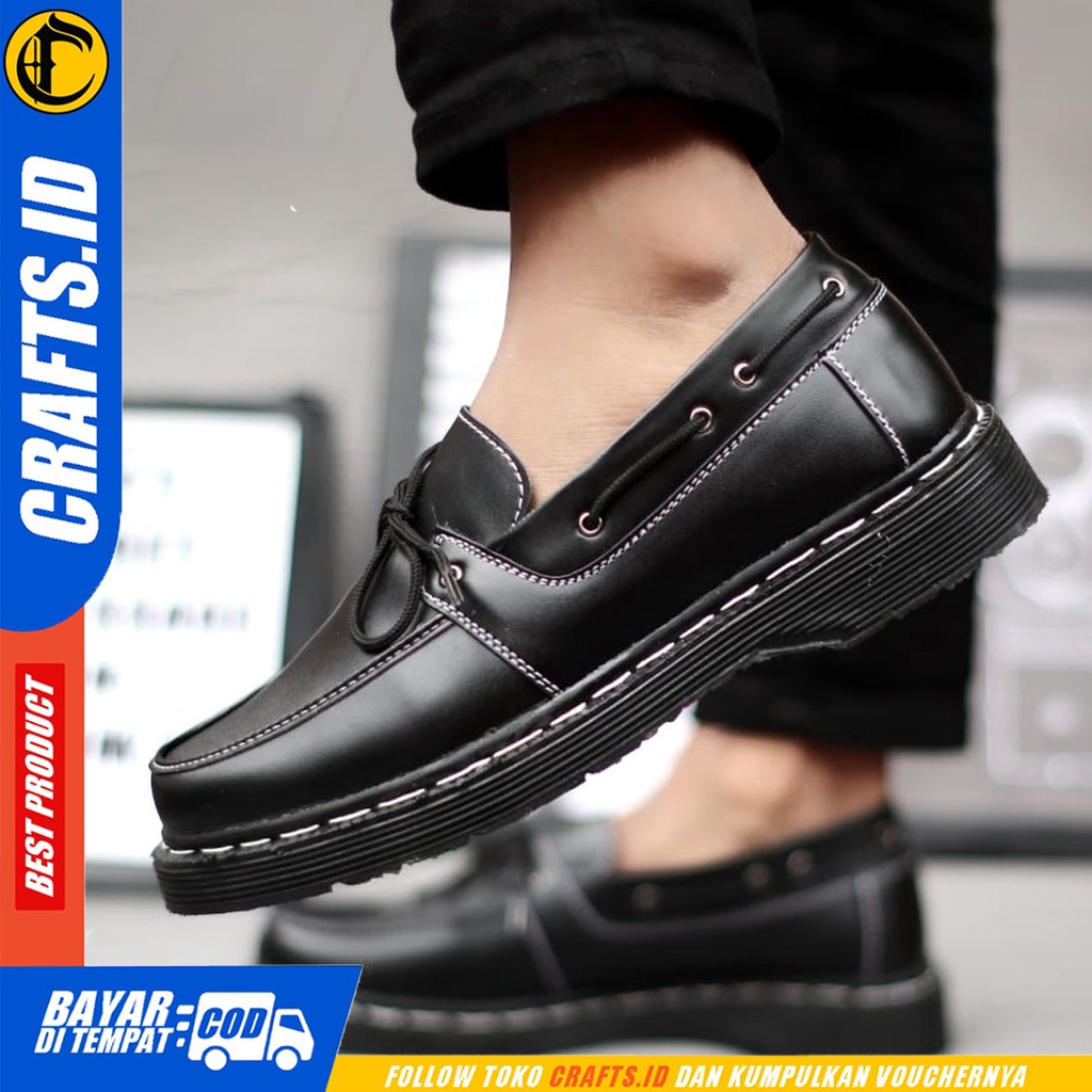 CRAFTS vay - Sepatu Loafers Docmart Formal Casual Kerja Hitam Pria