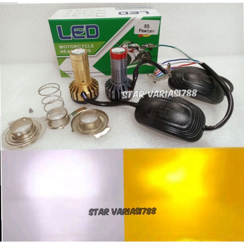 Lampu LED utama H6 H4 laser 2 warna putih kuning high low AC DC bohlam LED laser headlamps H6 H4 AC DC universal