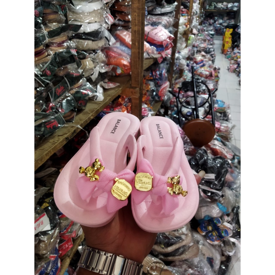 sandal jepit anak perempuan import kekinian 2023 balance 7001-3 (24-35) sandal jepit wedges anak motif pita terlaris