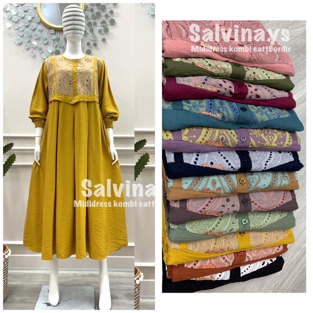 Salvina. Ys MidiDress Crinkle Mix Catton Bolong
