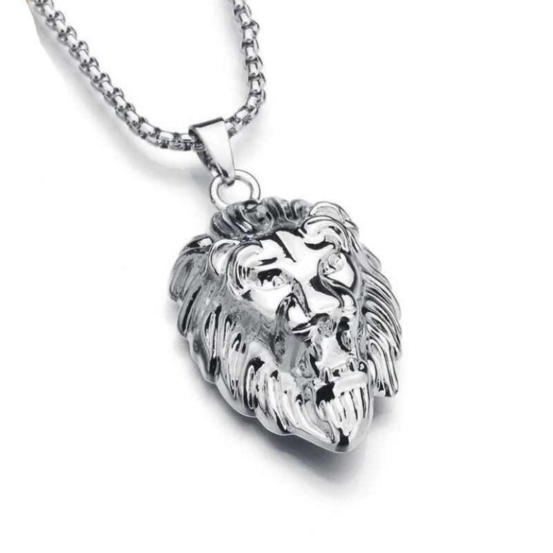 2022fashion Kepala Singa Liontin Kalung Unisex Kepribadian Lion King Liontin Kalung Vintage Sweater Rantai Fashion Perhiasan Hadiah Grosir