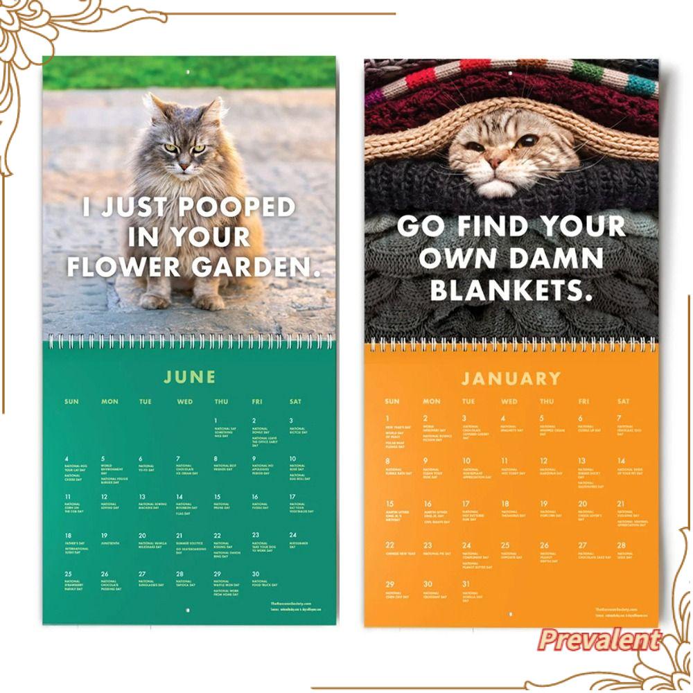 Preva Kalender Kucing Lucu Time Planning Creatures Hadiah Tahun Baru Art Moon Calendar