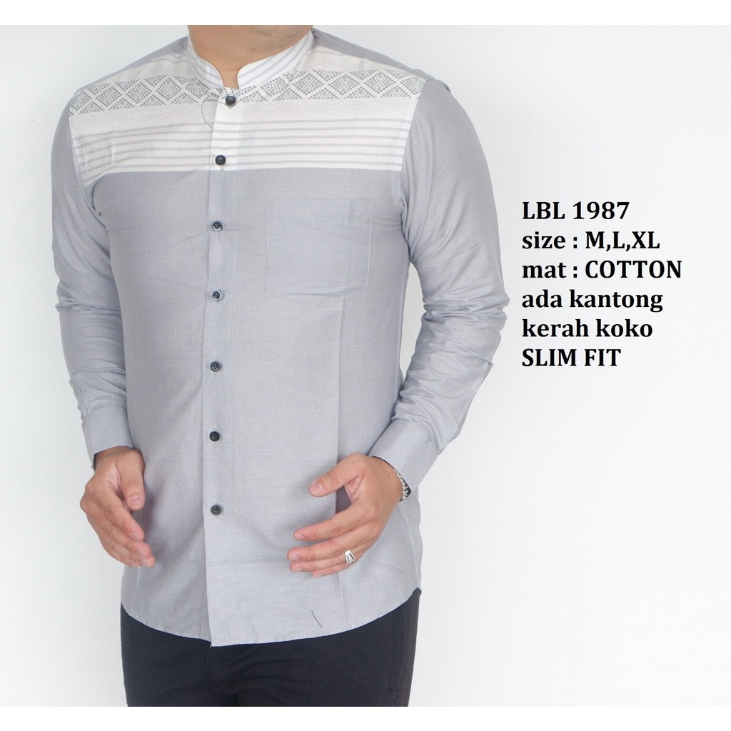 KEMEJA KOKO BAJU KOKO PRIA SIMPLE SLIM FIT KATUN HALUS LBL1987