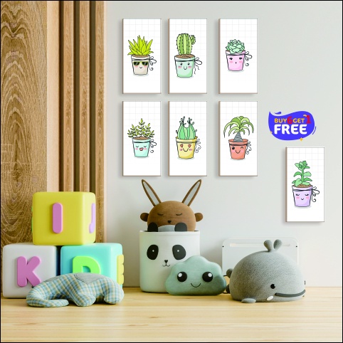 hiasan dinding poster kaktus minimalis lucu murah BELI 6 GRATIS 1 C148