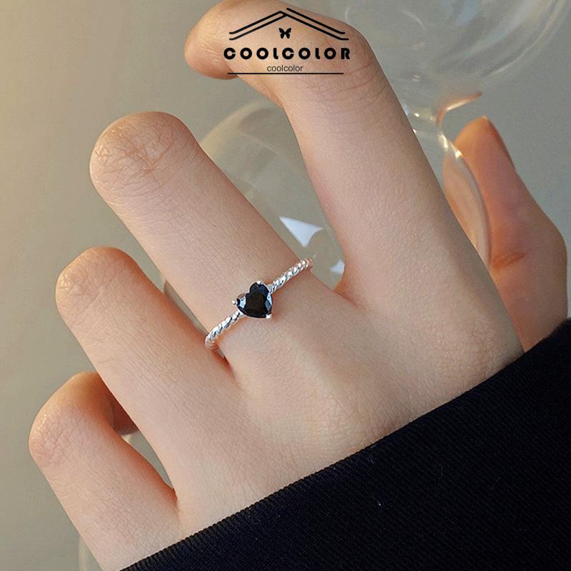 COD❤️Cincin Korea Hitam Cinta Love Adjustable Korea Fahion Retro Cincin Jari Untuk Wanita Murah- cl