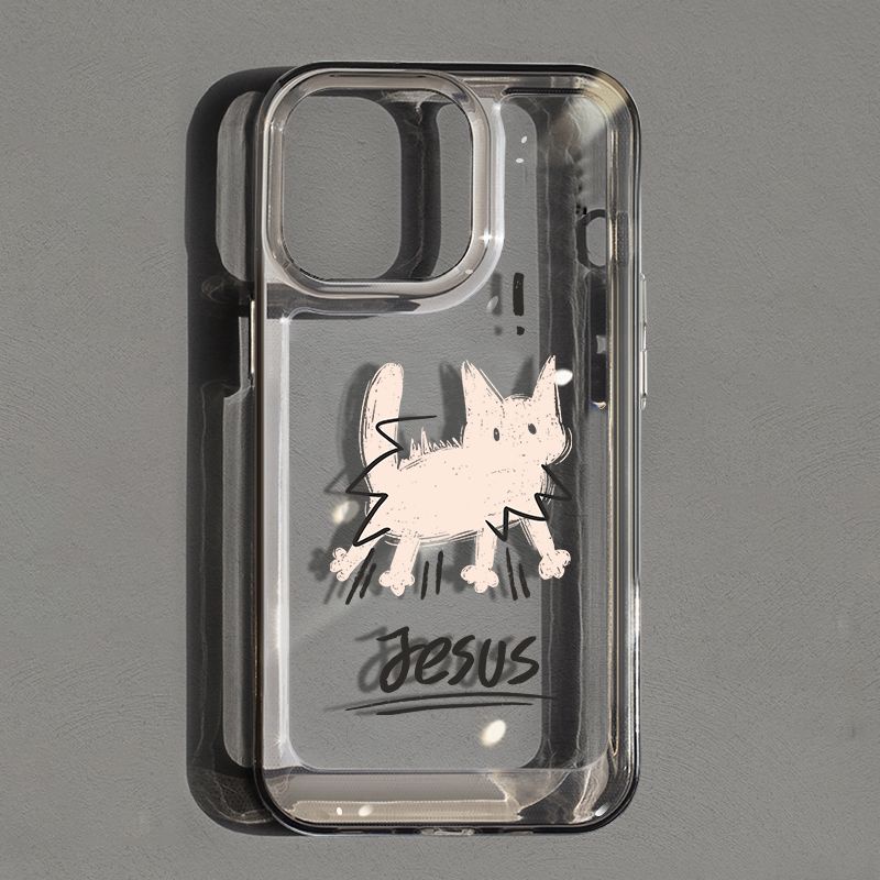 IPHONE Casing Ponsel Lembut Kucing Putih Lucu Kompatibel Untuk Iphone12 14 13 11 Pro XS Max X XR 78 6 6S Plus Silikon Transparan Shockproof Casing TPU Cover