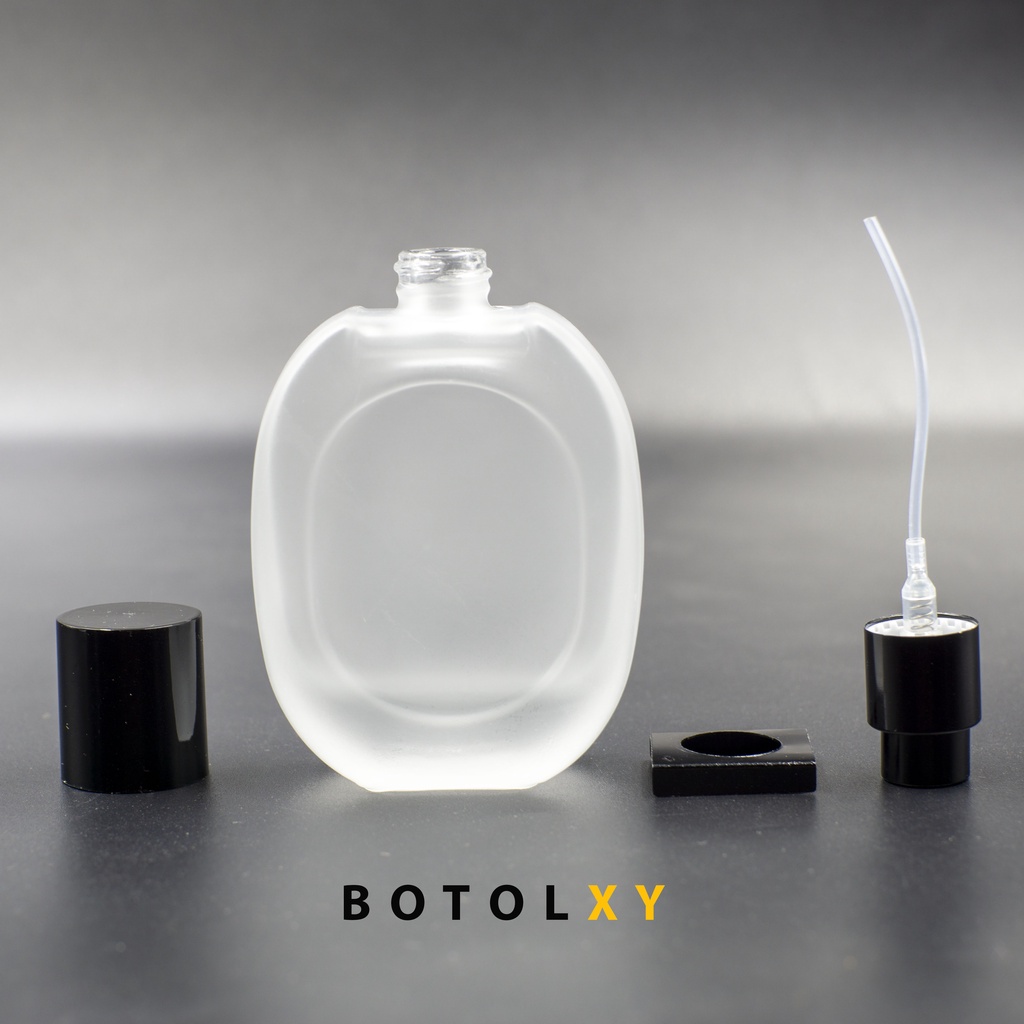 Botol Parfum 30ml Spray Kaca FROSTED DOFF PUTIH Oval Isi Ulang - DIP
