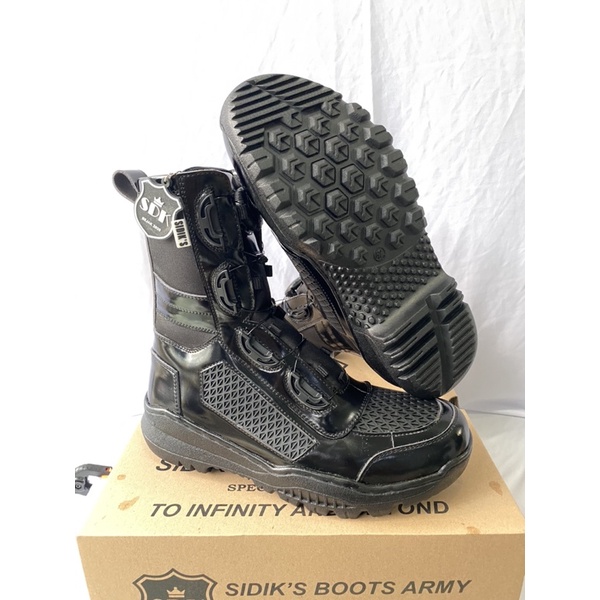 Sepatu pdl tali putar kulit mengkilap sepatu dines tni polri merk sidik's