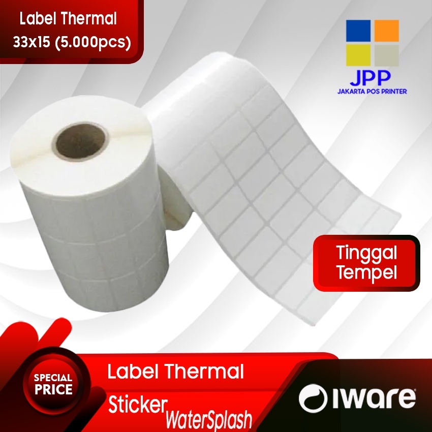 

LABEL BARCODE 33X15 MM 3 LINE STIKER THERMAL 33 X 15 MM CORE 1" INCH