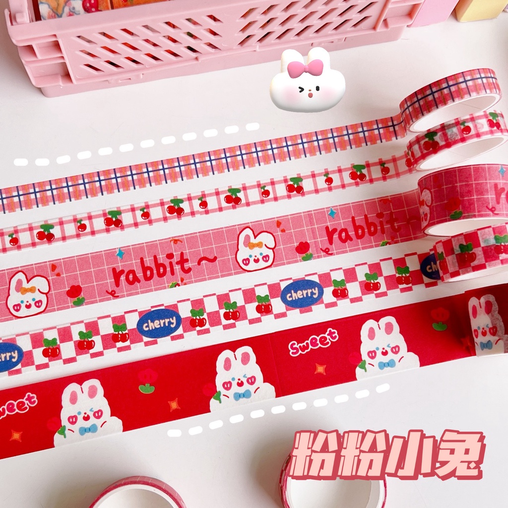 Sticker Gulung Stiker Kertas Model Lucu Sticker Jurnal Serbaguna Model Roll Kartun Kue Anti Air ScrapBook Untuk Lakban Deco Tape Kertas Selotip Tempel Bungkus Kado Hadiah