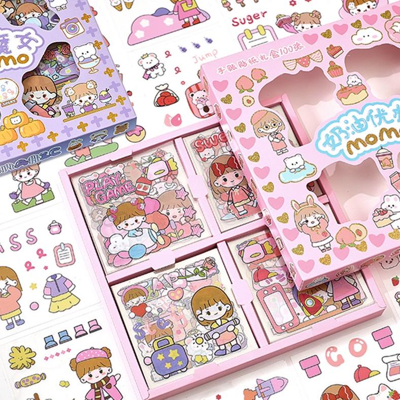 

[O-7&I ») 100 Lembar Stiker Motif Kartun Korea Lucu Anti Air Dekorasi Handbook Scrapbook DIY bisa cod
