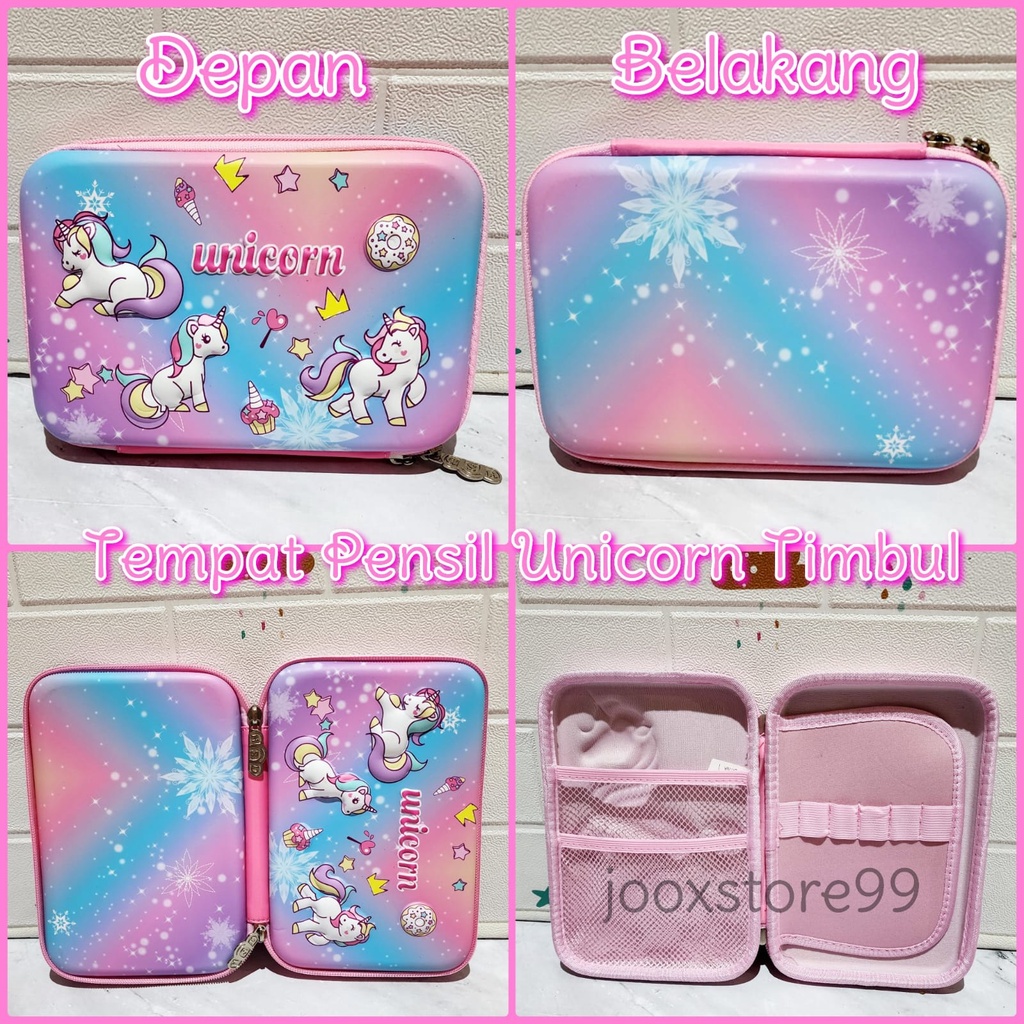 Tempat Pensil Anak Motif Unicorn Timbul 3D Kotak Pensil Anak Sekolah Motif Frozen Superhero Hardcase Pencil Case