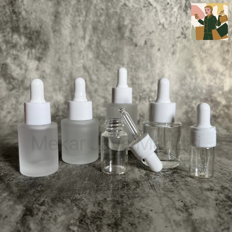 Botol Serum Botol Pipet 5ml 10ml 15ml 20ml 30ml Kaca Frosted Buram Doff / Clear Ring Kosmetik Essential Oil Botol Skincare Perawatan