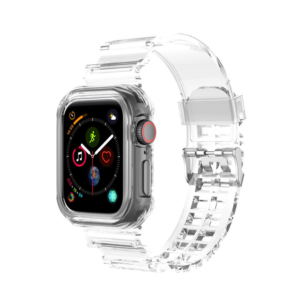 APPLE WATCH 2 in 1 Strap iWatch  Glacier Transparent Strap Series 1 2 3 4 SE 5 6 7 Size 45 44 42mm 41 40 38mm Replacement Strap for T500 T55 Smartwatch