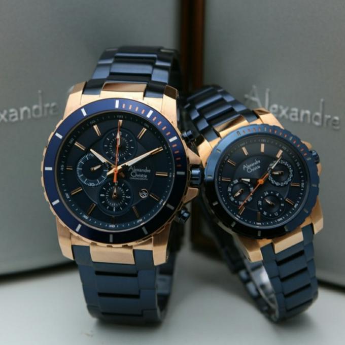 ALEXANDER CRISTIE COUPLE AC 6141 PASANGAN ROSEGOLD BLUE / ROSE GOLD