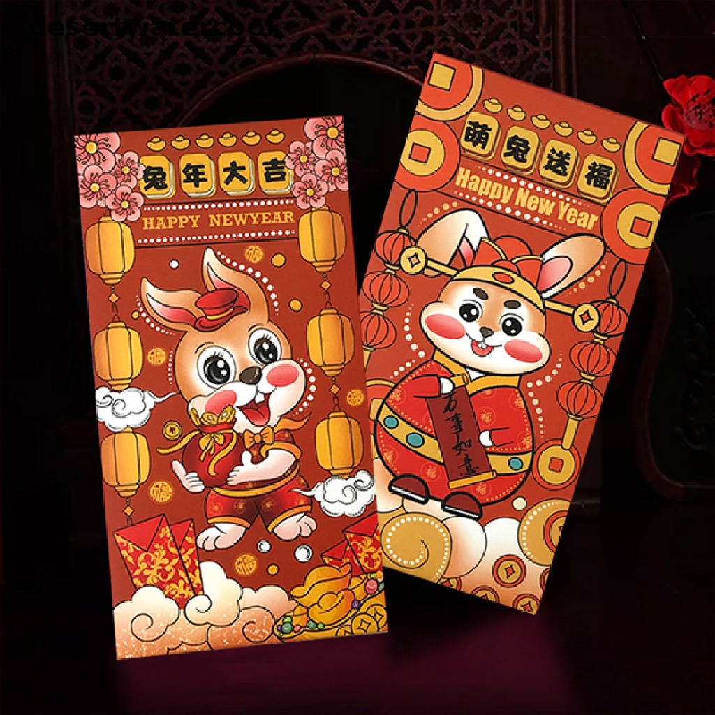 Deid 6Pcs 2023tahun Kelinci Festival Musim Semi Kartun Kreatif Amplop Merah Martijn