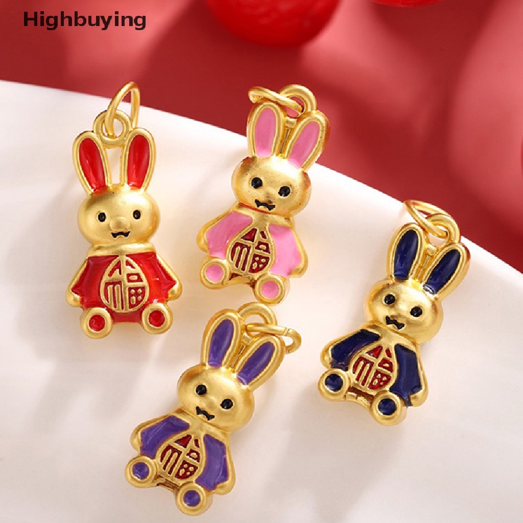 Hbid Zodiak Cina Kelinci Aksesoris alloy Menetes Minyak Kelinci Liontin Kalung DIY Tali Merah Anyaman Perhiasan Glory