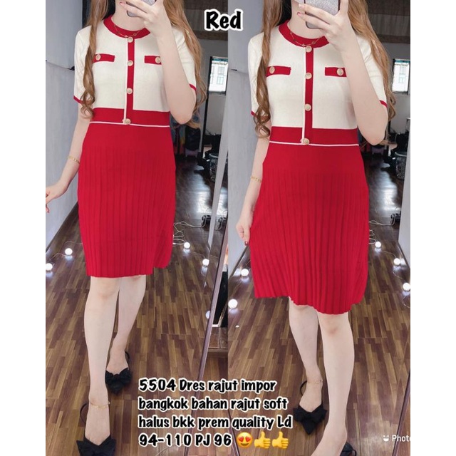 DRES CLAUDIA GOLDEN BUTTON RAJUT IMPORT PREMIUM