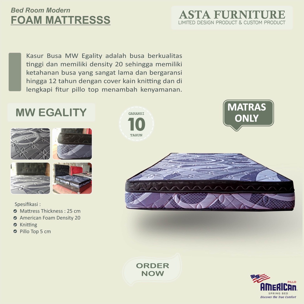 KASUR BUSA MW PRODUK BY AMERICAN PILLOW HIGH QUALITY BERGARANSI 15TH ( KASUR ONLY )