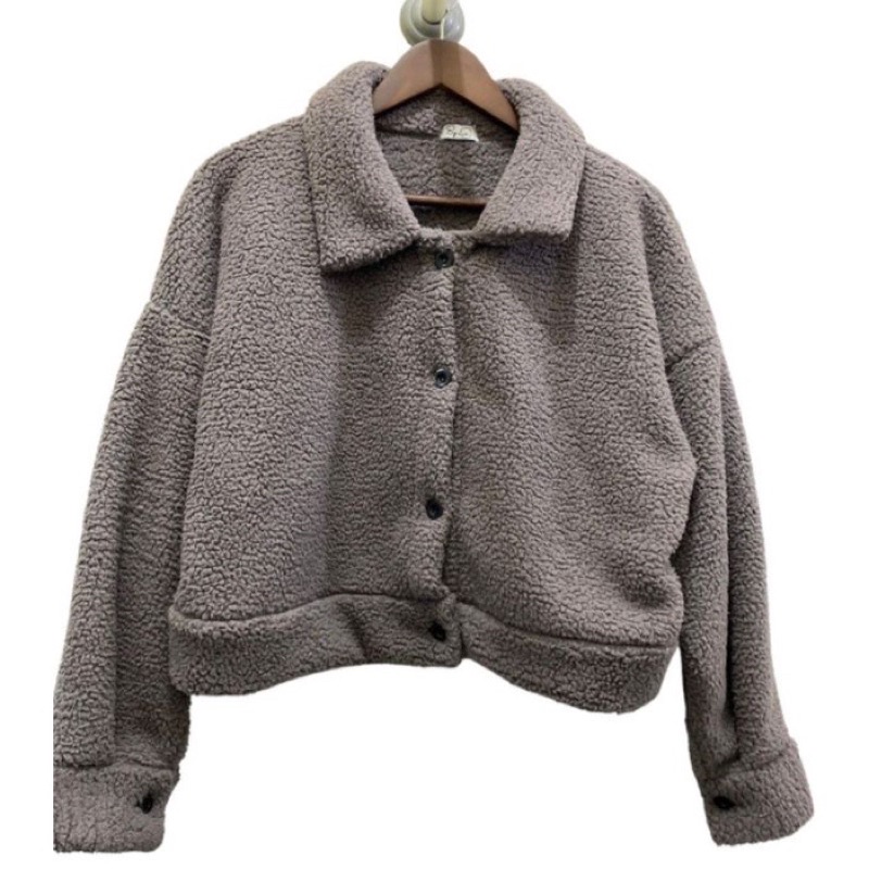 JAKET BULU WANITA_JAKET CROPE FURRY KOREA BULU TEBAL