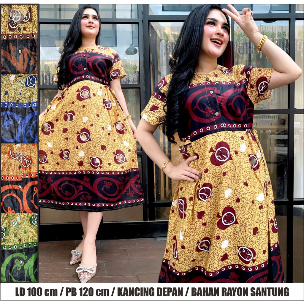 BATIK WANITA KEKINIAN DASTER BUSUI LENGAN PENDEK RAYON CENTINI SIMANIS ( HITPUT MONOCROM OSHIN DORRY SAKURA POLKA ) BUMIL KANCING DEPAN MURAH ADEM