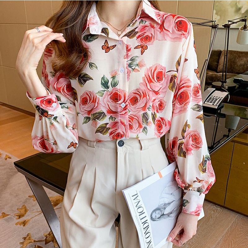 MDLV ~ 7747# Floretta Floral Shirt Kemeja Bunga Import