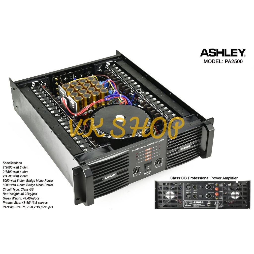 POWER AMPLIFIER ASHLEY PA2500 ASHLEY PA 2500 ORIGINAL CLASS GB