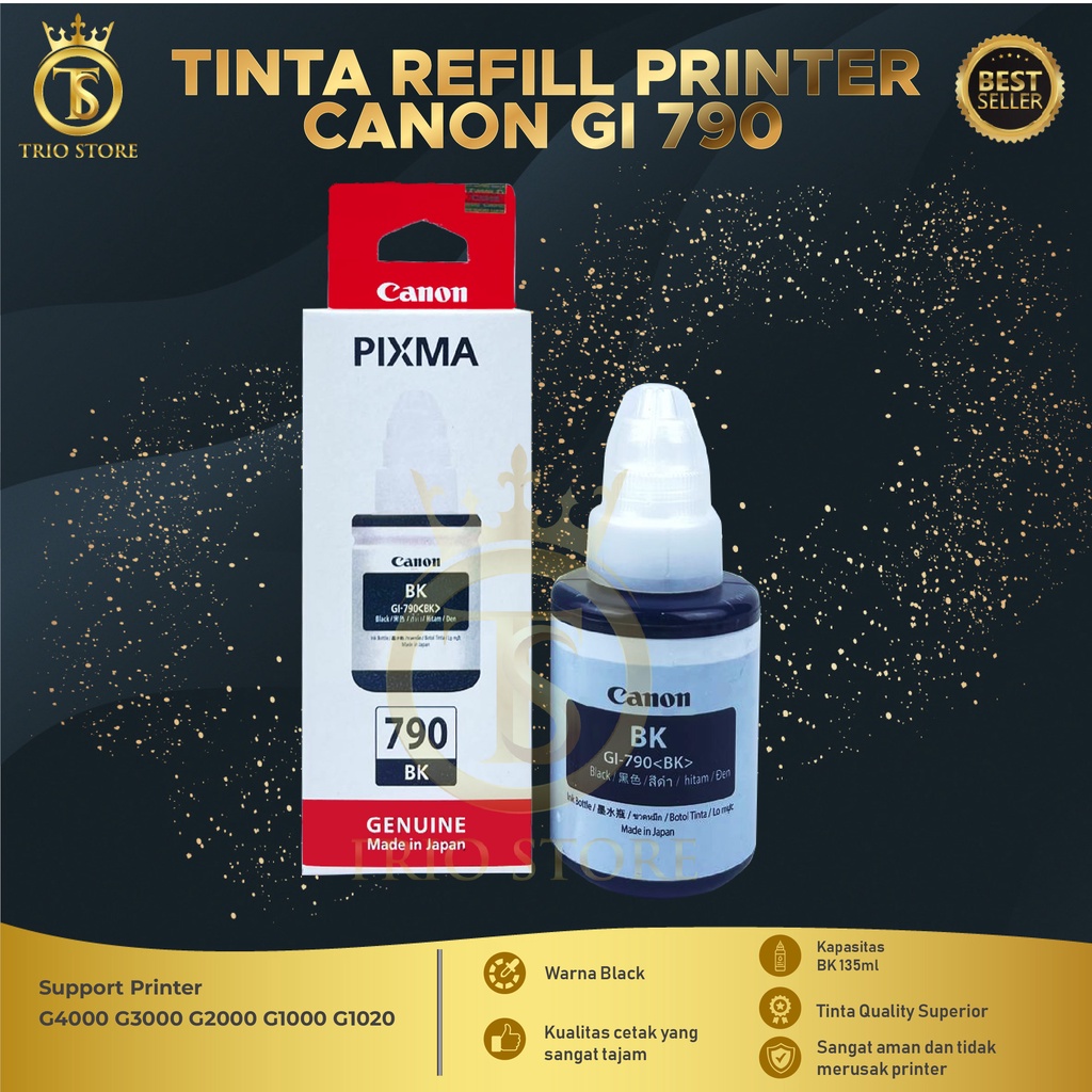 Tinta Canon Gi 790 Black For Printer G1000 G2000 G3000 G4000 G1010 G2010 G3010