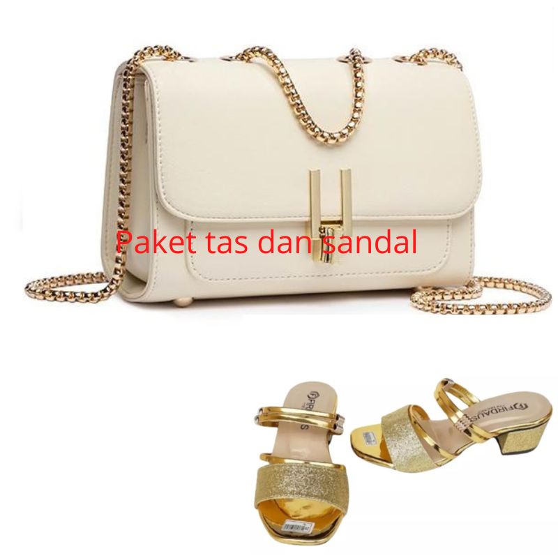 paket TAS dan sandal wanita terbaru hak 5.cm