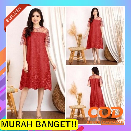 Goose Original Dress Baju Natal Brukat Tile Remaja Dewasa Seragam Pest [Dress Paula Ve] Dress Wanita