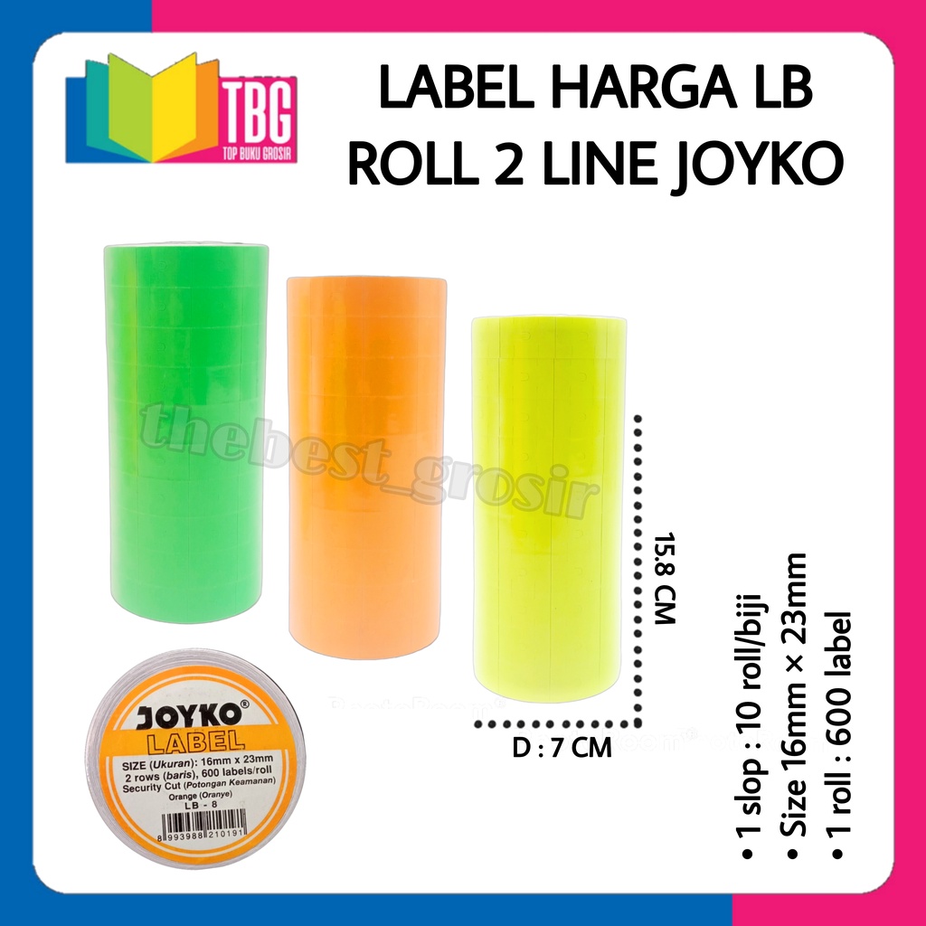 

1 SLOP (10 ROLL) LABEL HARGA ROLL 2 LINE WARNA JOYKO STICKER PRICE TAG