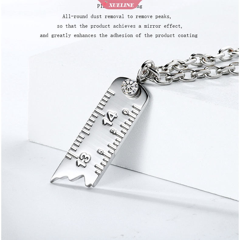 Kalung Penggaris Pria Dan Wanita titanium Anti Karat Liontin Perhiasan Kalung Cowok Cewek Remaja [ZXL]