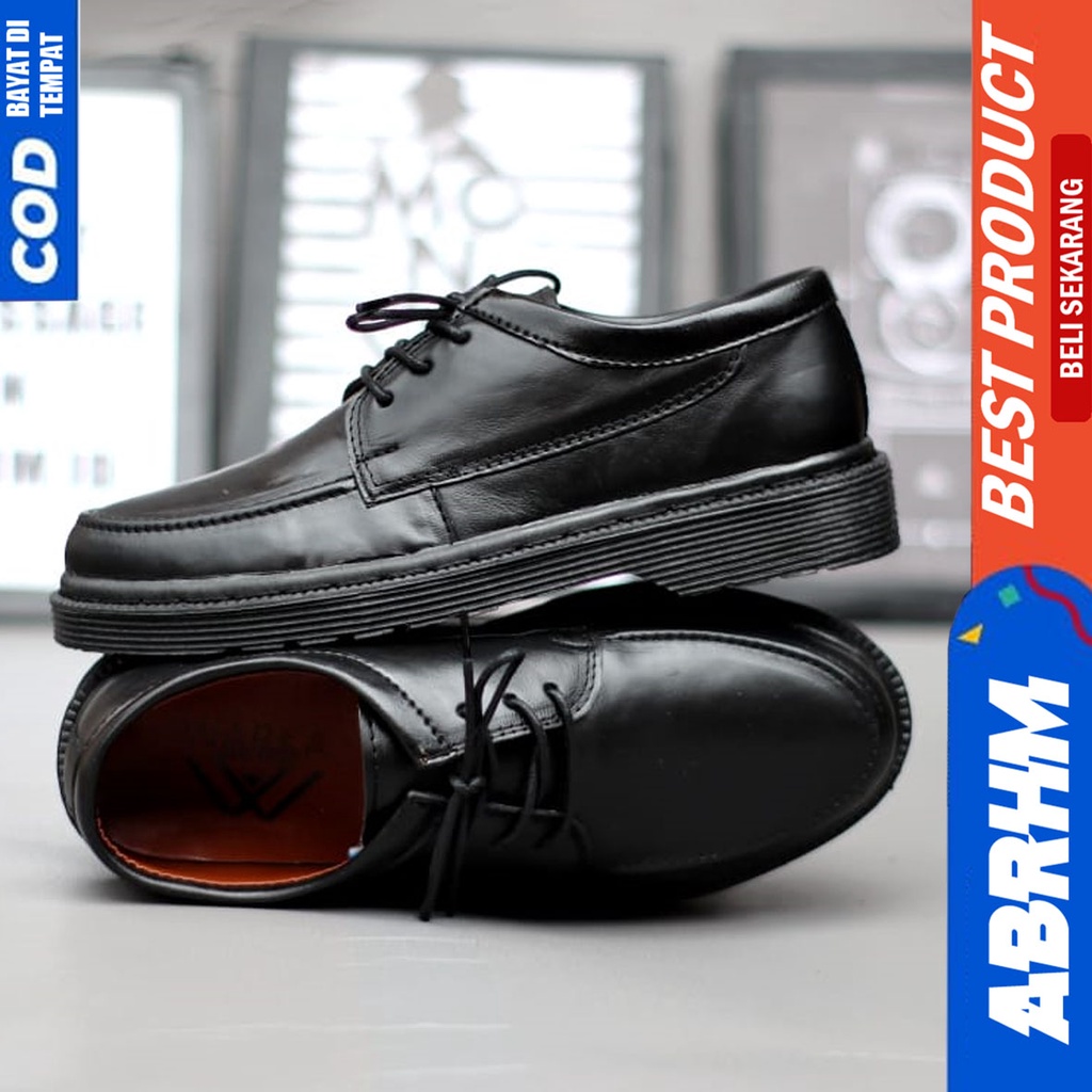 Sepatu Pantofel Kerja Formal Pria Kulit Asli Docmart Low Boots Hitam Abraham Lester