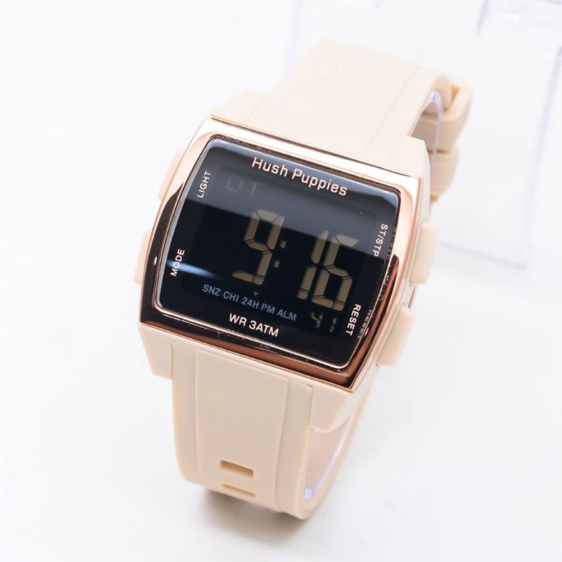 (Cod)Jam Tangan Unisex Hushpuppies Hp 2111 Digital Anti Air Strap Rubber/Karet(Dikirim Jakarta)