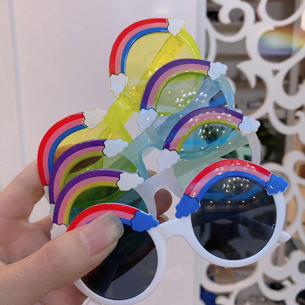 Kacamata Anak Kacamata Hitam Anak perempuan laki laki model Korea Kartun Lucu Pelangi Kacamata Bayi Pelangi