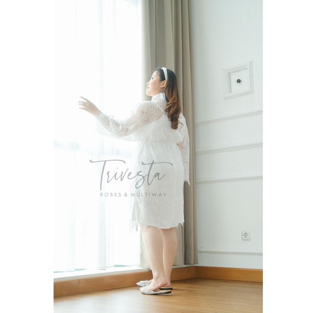 [BIG SIZE] Milaca Robe- FAE Collection- Kimono Pengantin Brokat Renda Bride Robe Wedding Robe