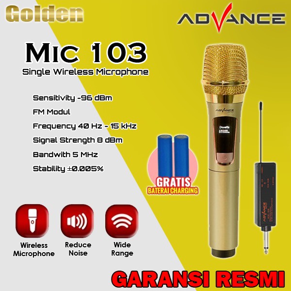 ADVANCE MIC103 / MIC-103 Single Microphone Wireless Mic Karoeke