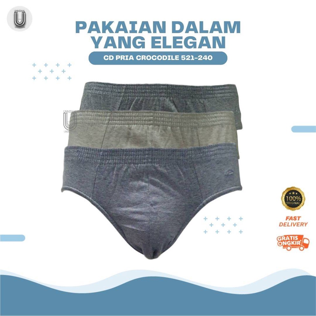 Pakaian Celana Dalam CD Sempak Kolor Cowok / Pria Crocodile 521-240 Bahan Katun Berkualitas Isi 3 By Universal Underwear