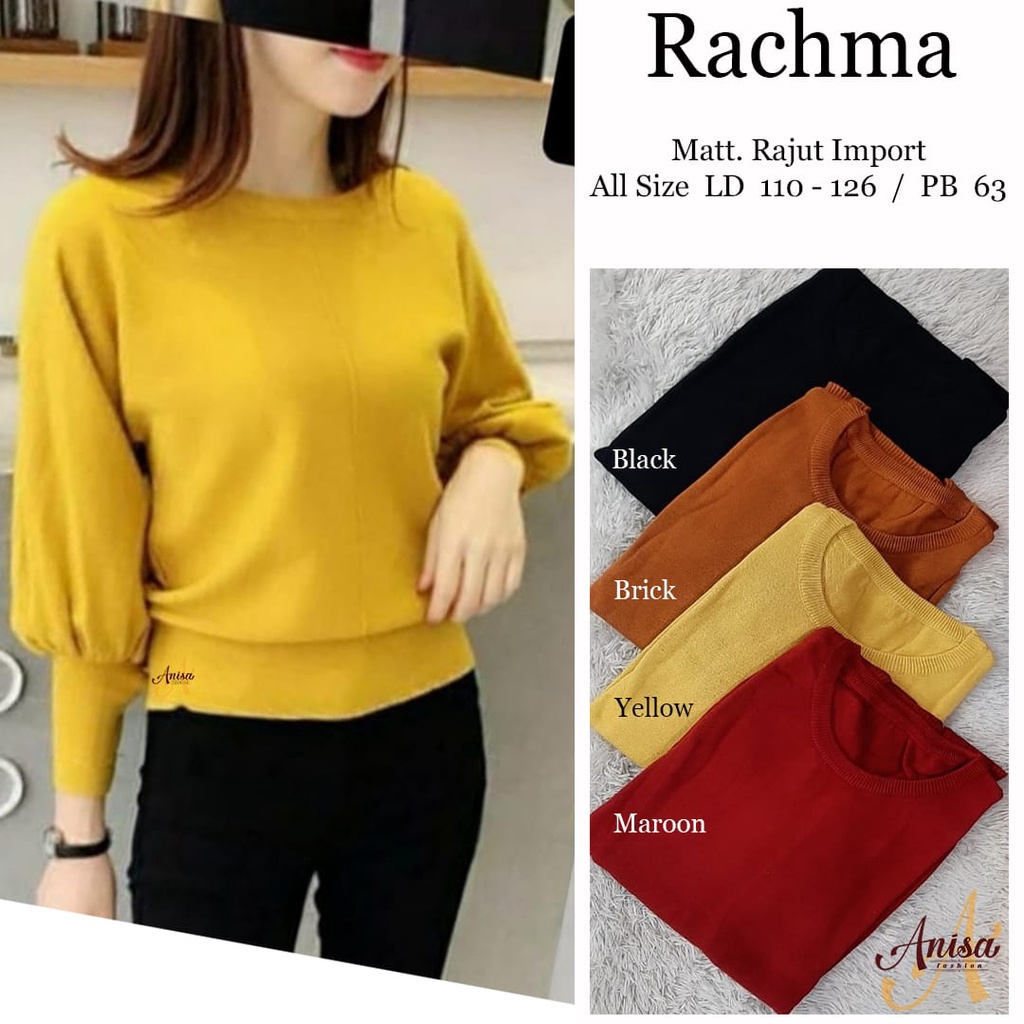 BLOUSE RAJUT WANITA KOREAN STYLE IMPORT JUMBO CROP LENGAN BALON BAJU ATASAN RAJUT BLOUSE POLOS WANIT